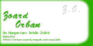 zoard orban business card