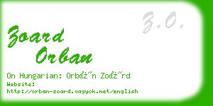 zoard orban business card